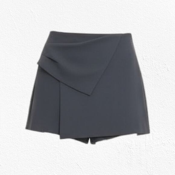 Zara Black High Waisted Basic Faux Wrap Skort Minimalist Mini Skirt Size XS - Picture 1 of 11